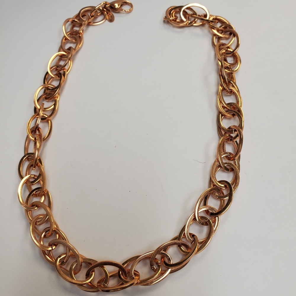 Milor Italy Rose Gold Stainless Steel 3 Link Choker 16". NWOT